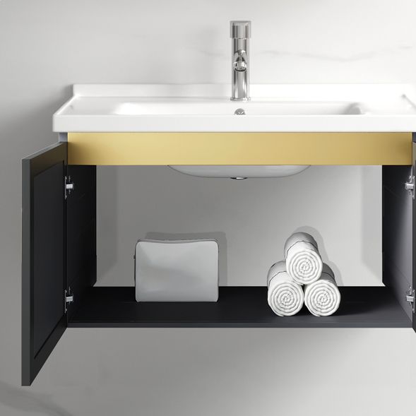 Vanity Sink Rectangular Ceramic Sink Drawer Storage Shelf Vanity Sink