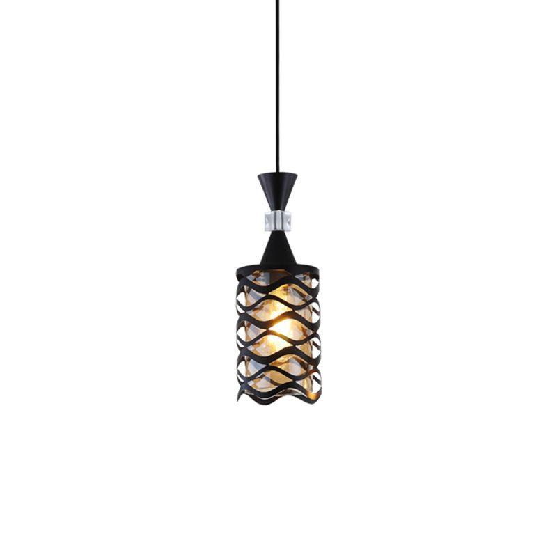 Cutouts Glass Suspension Light Fixture Modern Black Pendant Light for Dining Room