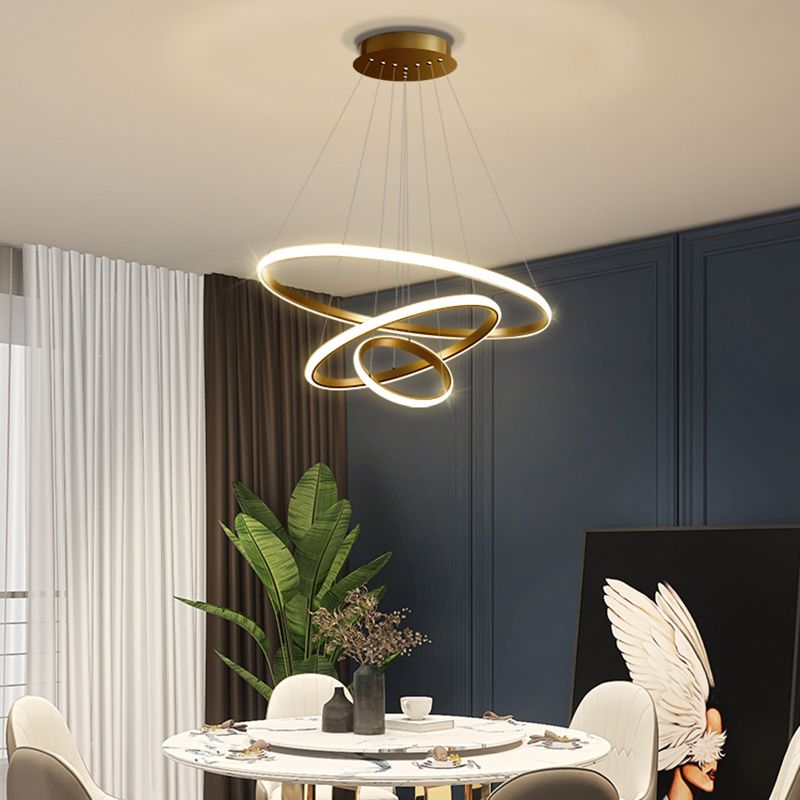 Modern Style Unique Chandelier Metal 3 Light Hanging Lamp for Living Room