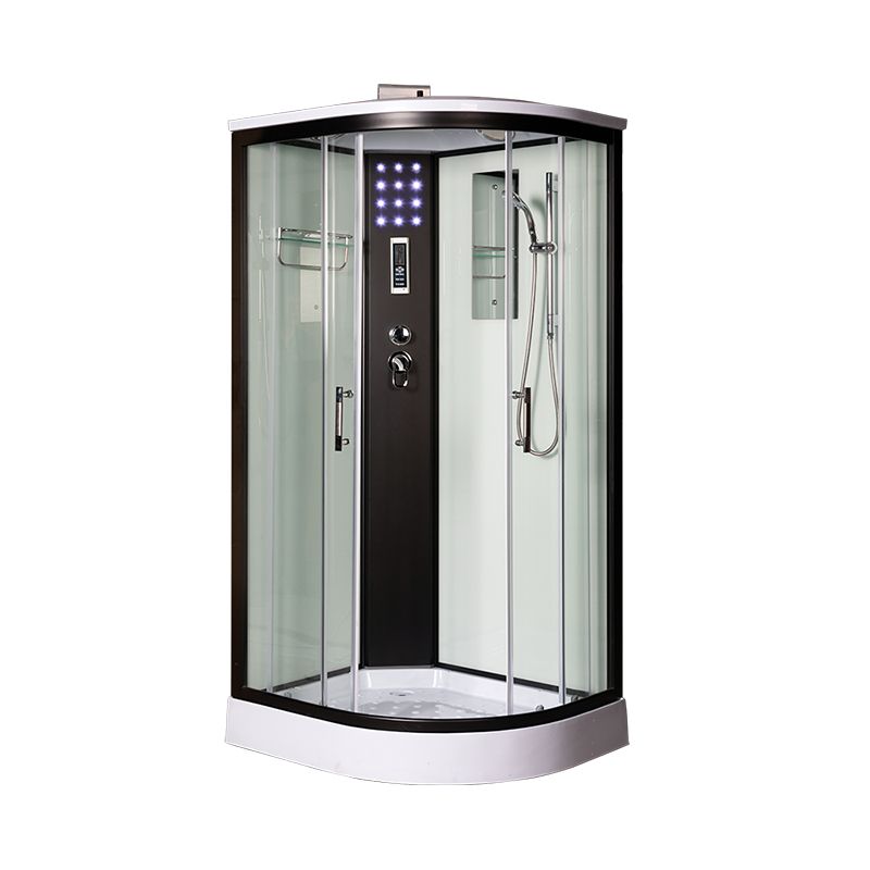 Tempered Glass Shower Stall Black Double Sliding Door Shower Enclosure