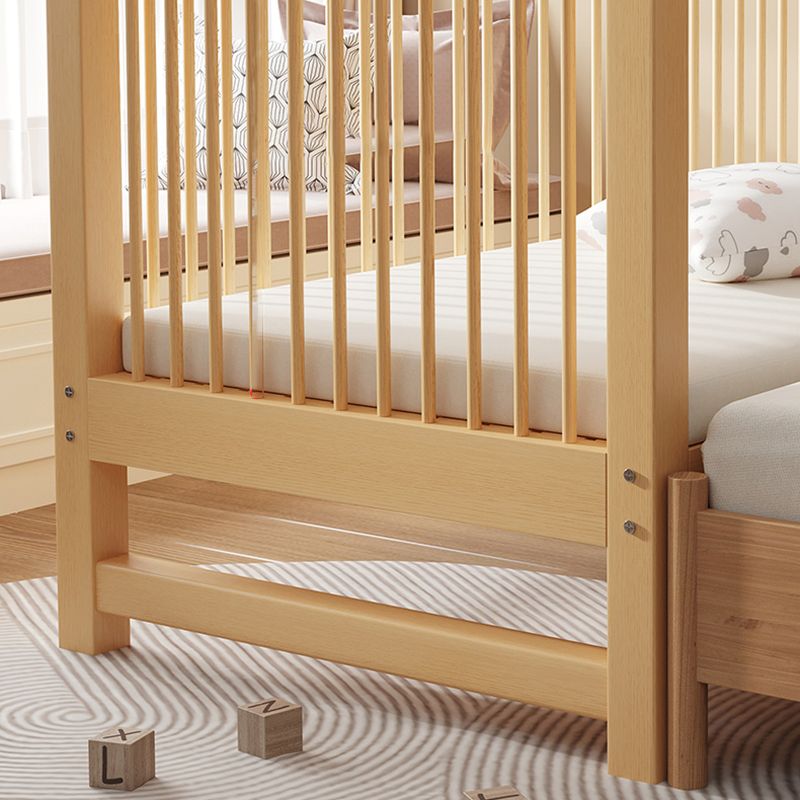 Contemporary Solid Wood Nursery Bed with Guardrail in Natural