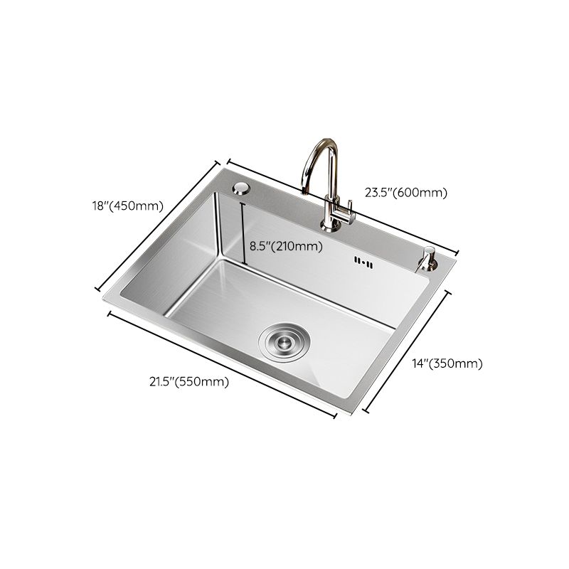 Stainless Steel Drop-In Kitchen Sink Single Bowl Sink with 3 Holes