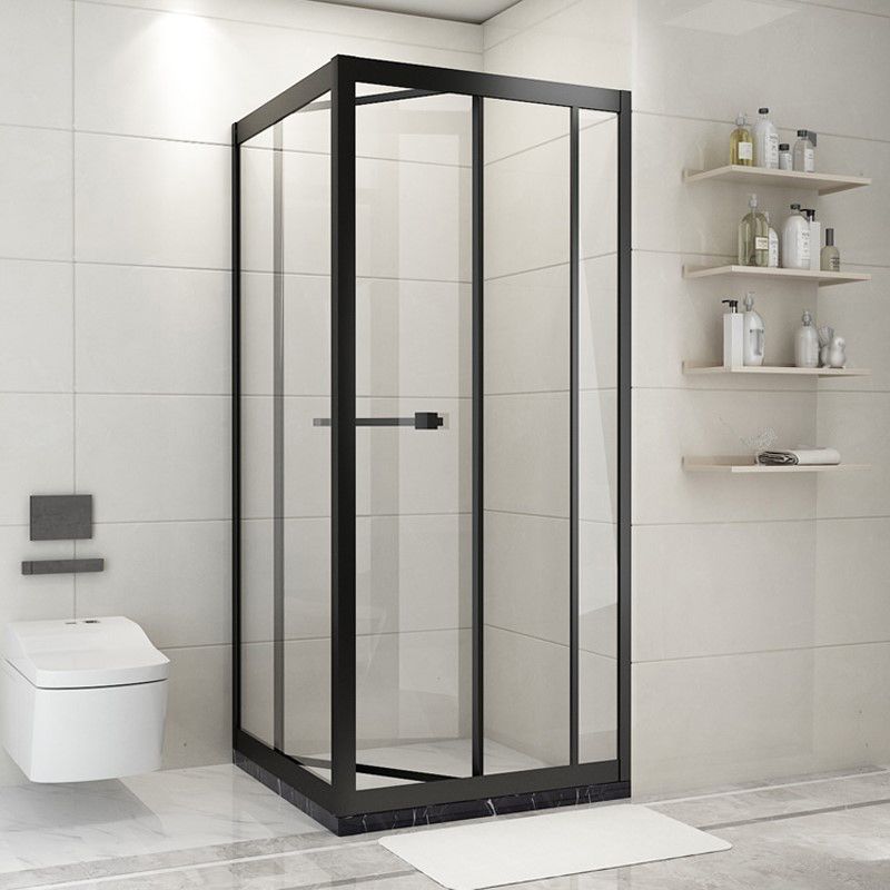 Shower Enclosure Black Hinged Corner Square Clear Shower Stall