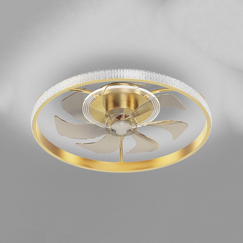 Circular Bedroom Ceiling Fan Light Modern Metal LED Flush Mount Ceiling Lamp