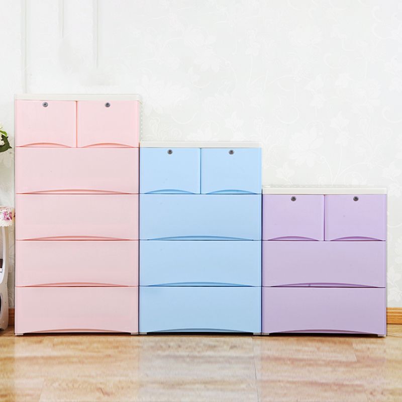 Contemporary Lingerie Chest Plastic Storage Chest with Drawers for Bedroom