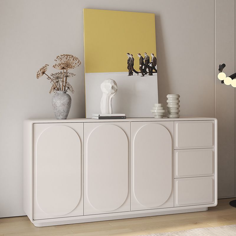 Contemporary Sideboard Cabinet Faux Wood Sideboard Table with Doors for Dining Room