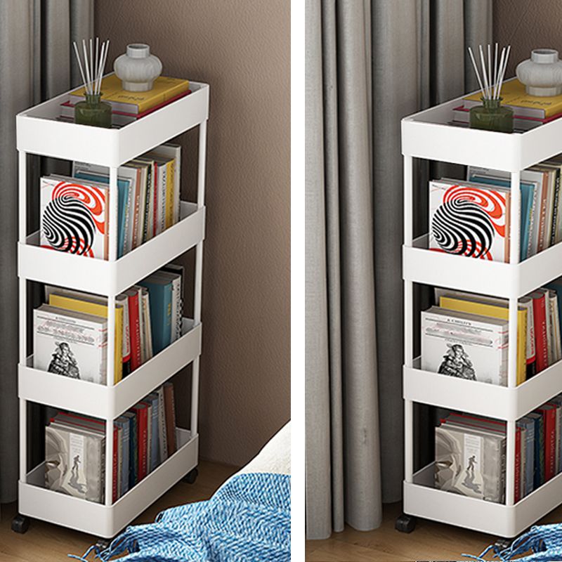 Contemporary Bookshelf Plastic Open Back Bookcase for Office with Caster Wheels