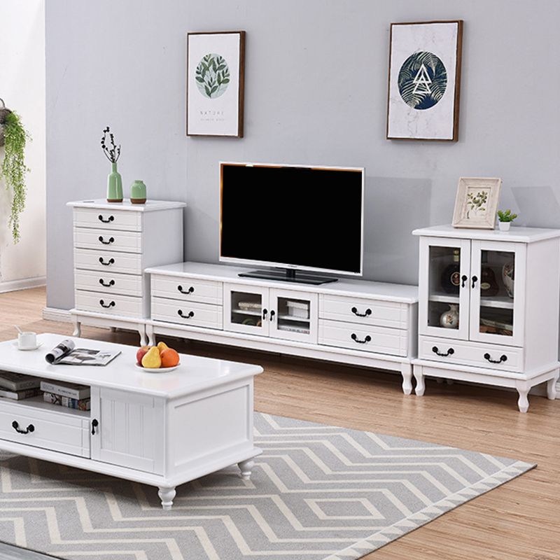 Modern TV Media Console Wooden TV Media Stand with 4 Drawers