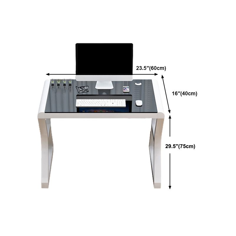 Glass Top Rectangular Office Desk 29.53-inch Tall Writing Desk