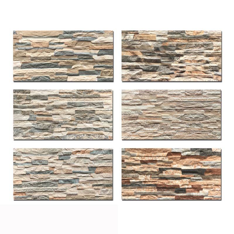 Modern Style Wall Tile Stacked Stone Texture Straight Edge Rectangle Waterproof Wall Tile