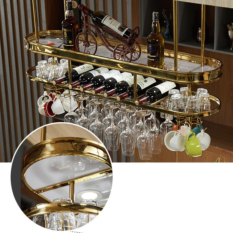 Glam Hanging Wine Rack Metal Wine Bottle & Glass Rack for Bar