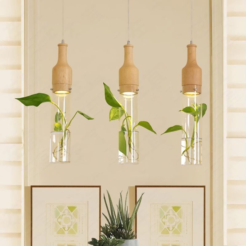 Simplicity Bottle Shaped Planter Ceiling Light Clear Glass Bedroom Hanging Pendant Light