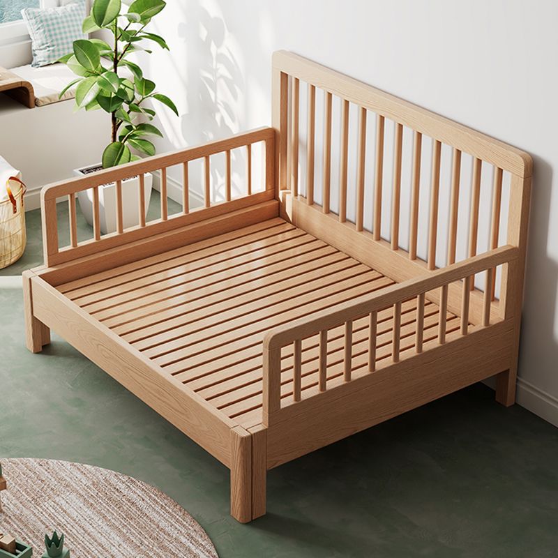 Upholstered Folding Slat Bed in Natural Solid Wood Daybed with Mattress