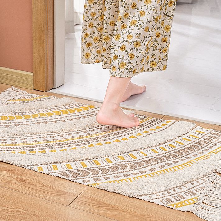 Creatief Marokkaans binnenvleed Rug Comfort Cotton Blend Tapijt Easy Care Tapijt met franje voor woningdecoratie