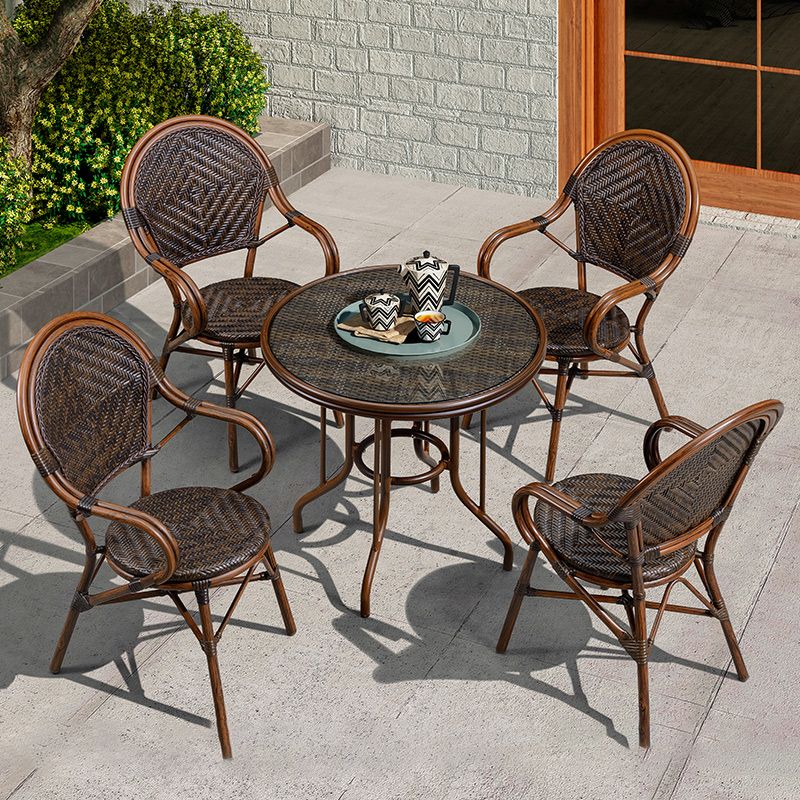 Tropical High Backrest Armed Chairs with Arm Rattan Dining Armchair