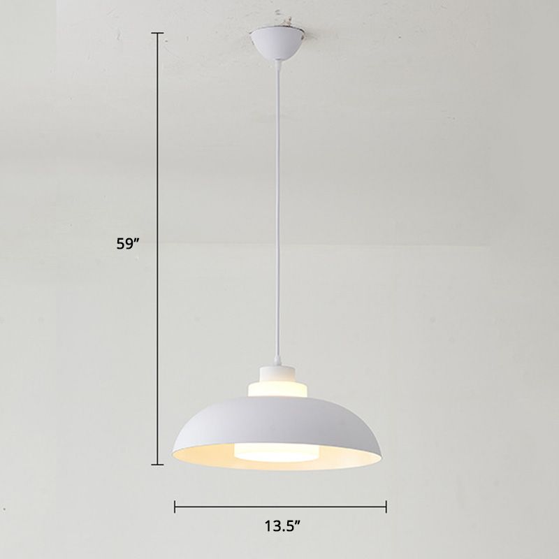 Aluminum Bowl Ceiling Hang Light Macaron Single-Bulb Pendant Lamp with Acrylic Shade Insert