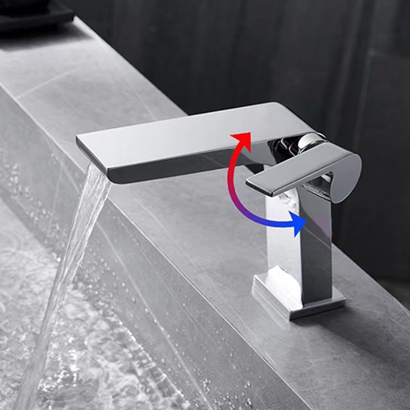 Modern Vessel Faucet Brass Lever Handles Waterfall Spout Bathroom Sink Faucet