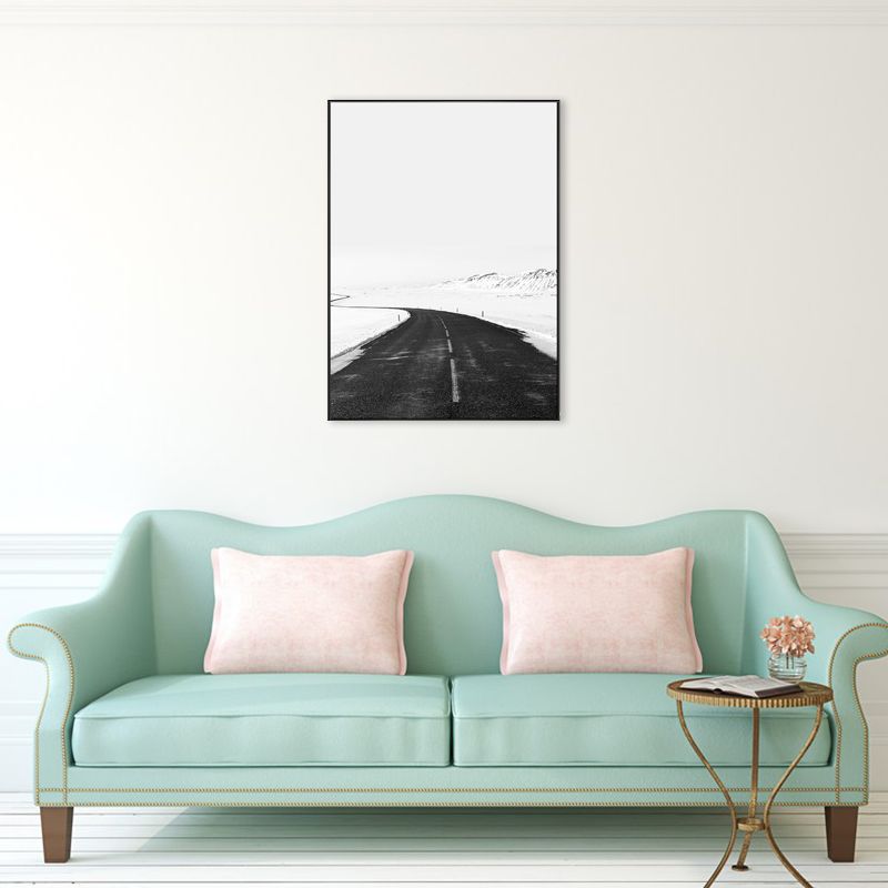 Photo S Curved Road Art Print Nordic Bedroom Snowy Wilds Scene Canvas in White for Wall Decor