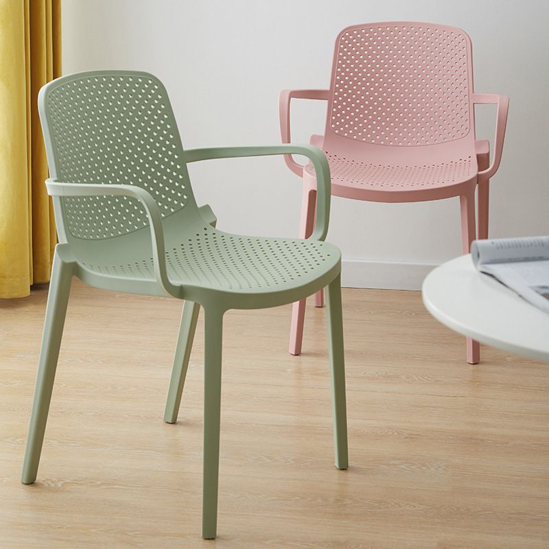 Plastic Modern Contemporary Kitchen Chair Arm Solid Back Dining Room Chair