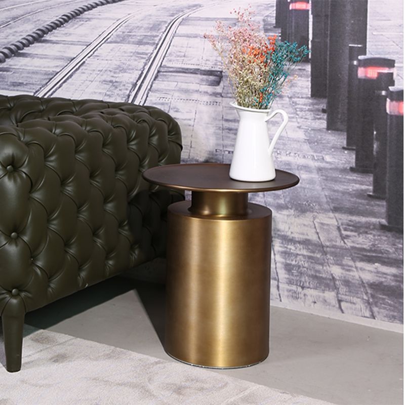 Metal Pedestal End Table Round Solid Color Side End Table for Living Room