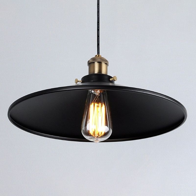 Black 1 Light Pendant Light Industrial Retro Retro Tile Tile Metal Metal Sanging Lamping for Dining Room