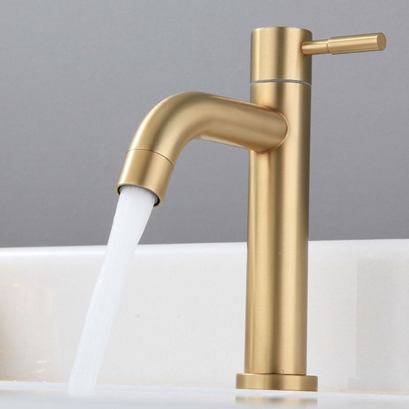 Circular Single Handle Bathroom Faucet Single Hole Vessel Sink Faucet in Brush Gold