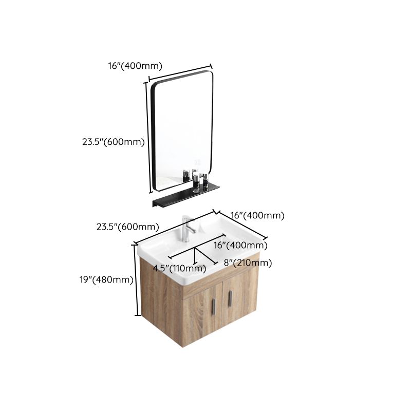 Rectangular Single Sink Vanity Mid-Century Modern Wall Mount Vanity Set