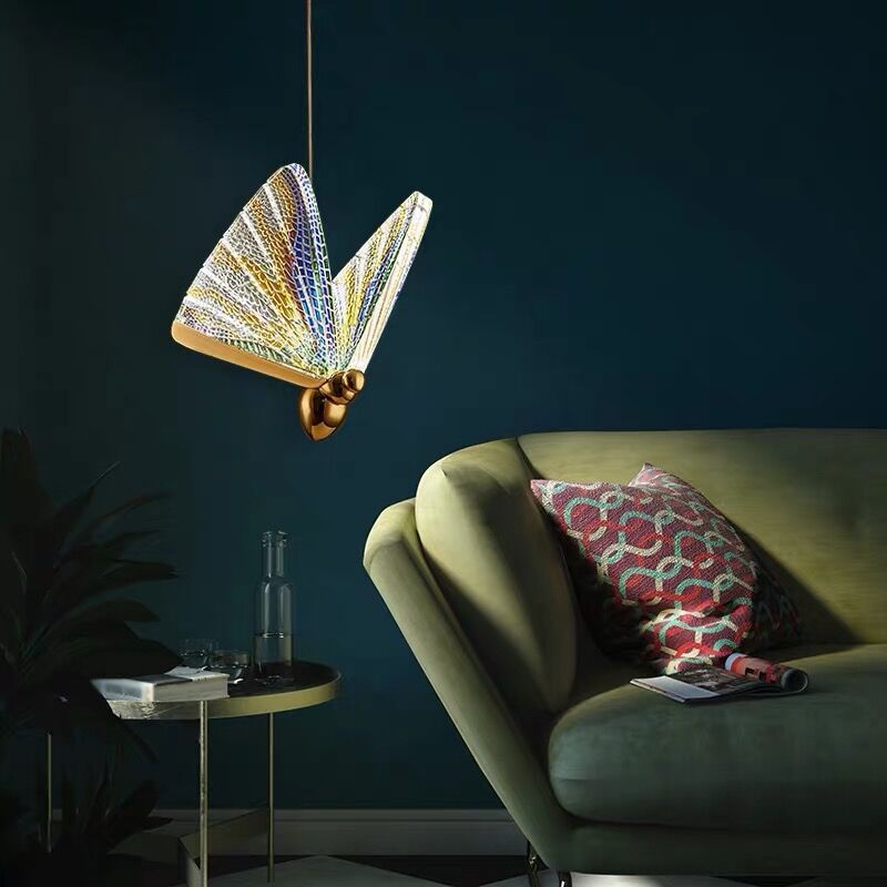 Butterfly Shade Hanging Lighting Modern Style Metal 1 Lights Hanging Lamp for Bedroom