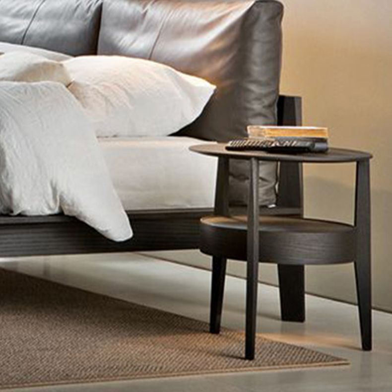 Contemporary Solid Wood Night Table Shelving Bed Nightstand for Bedroom