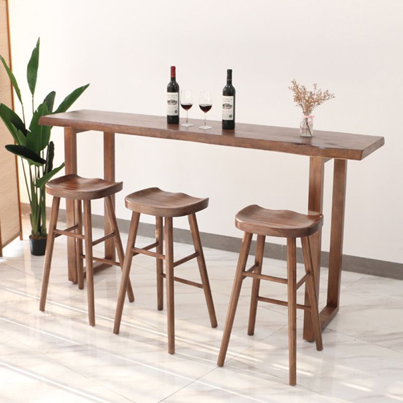 Wood Bar Dining Table Modern Bar Table with Sled Base for Dining Room Kitchen