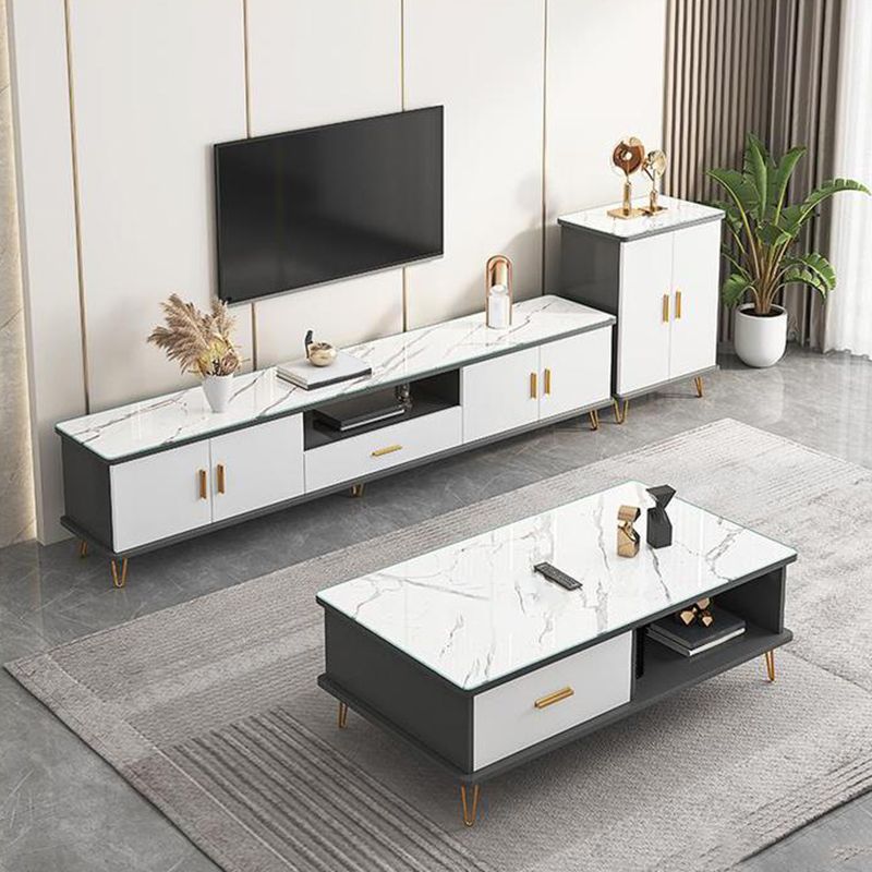 Glam TV Stand Console Open Storage Media Console for Living Room