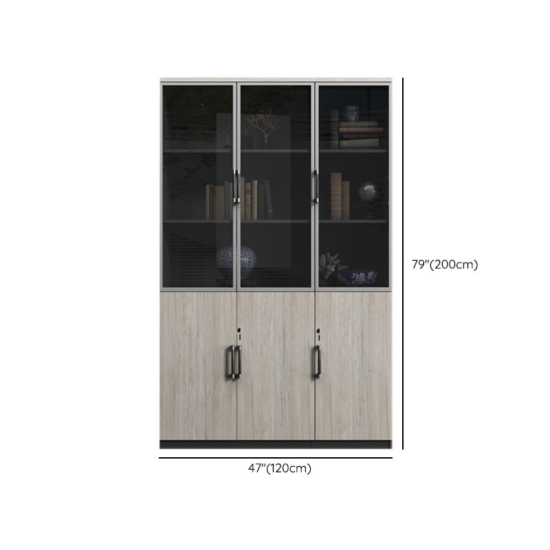 Contemporary File Cabinet Wooden Frame Key Lock Vertical File Cabinet for Office