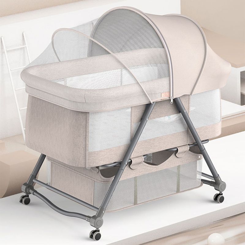 Foldable and Portable Cradle Moving Crib Cradle with Mattress and Wheel