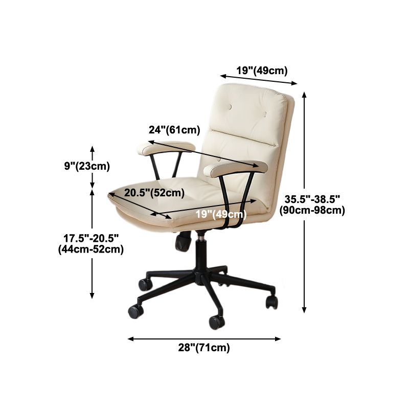 Mid-back Office Chair Leather Seat with Fixed Armrest and Tufted Office Chair