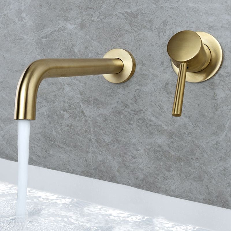 Industrial Wall Mounted Bathroom Faucet Lever Handles Solid Brass Circular Faucet