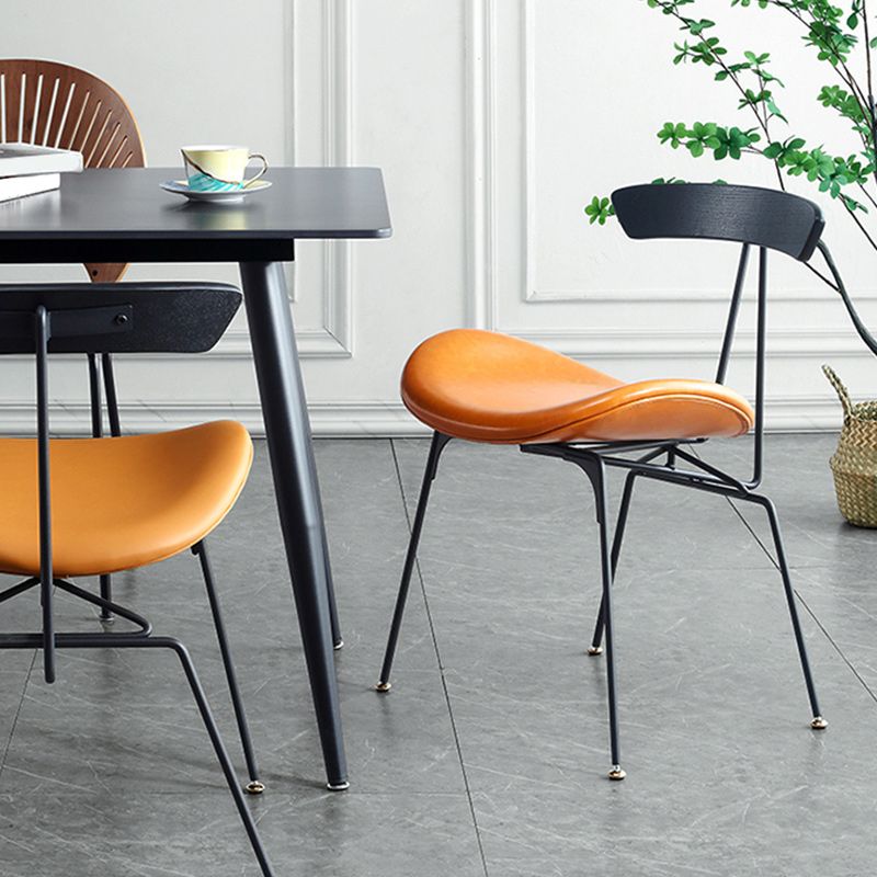 Metal Upholstered Dining Side Chair Industrial Dining Side Chair