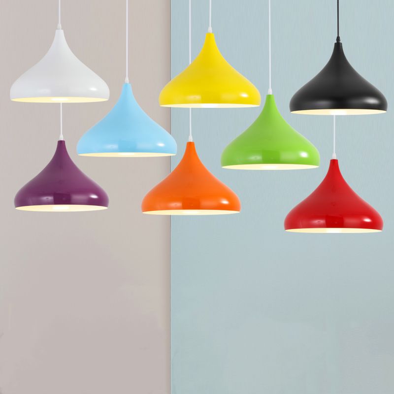 Macaron Matel Hanging Light, Nordic Teardrop Shade 1-Light Pendant Lighting