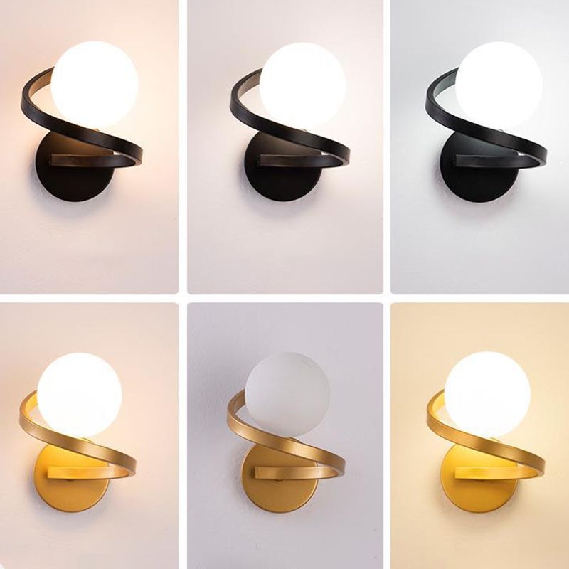 Contemporary Bath Vanity Lighting Globe Shaded Black/Golden Vanity Light for Bathroom