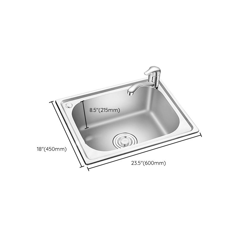 Stainless Steel Sink Drop-In Single Bowl Kitchen Sink with Basket Strainer