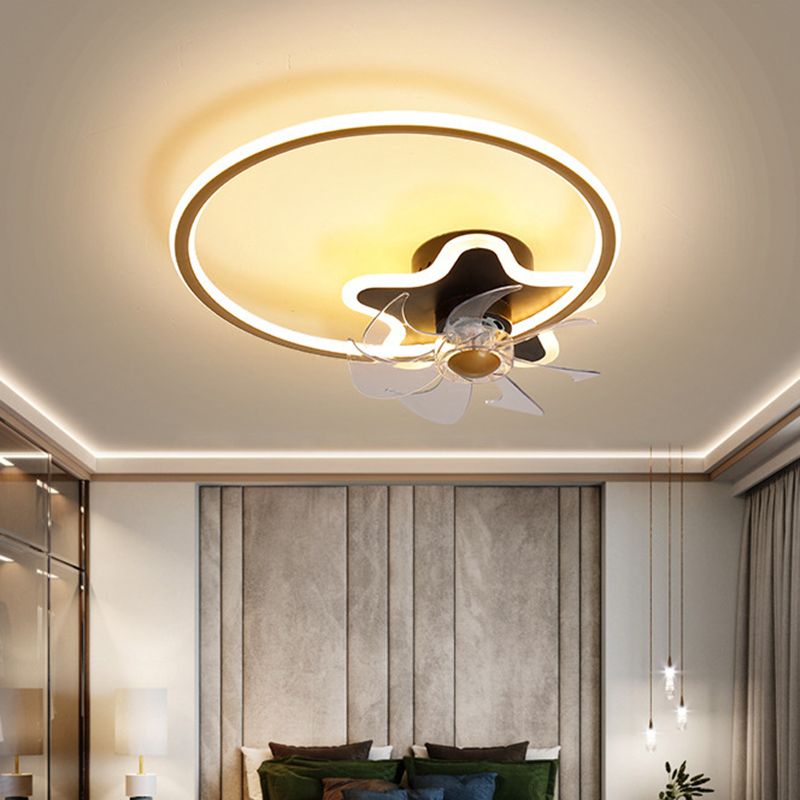 Ring and Star 7 Blades Ceiling Fan Lighting Nordic Acrylic Bedroom LED Semi-Flush Mount with Remote