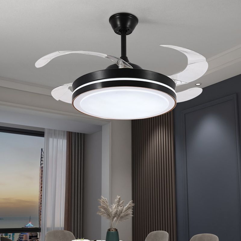 Modern Drum Ceiling Fan Light Interior LED Metal and Acrylic Fan Lighting Fixture