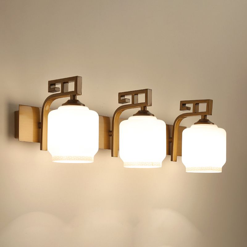 Industrial Glass Shade Vanity Light Minimalist Wall Light Sconce for Washroom