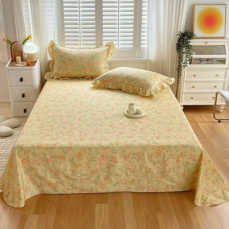 Floral Print Bed Sheet Set Modern Spring Cotton Fitted Sheet