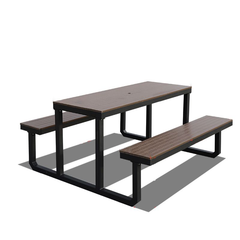 Contemporary Brown Rectangle Picnic Table UV Resistant Picnic Table