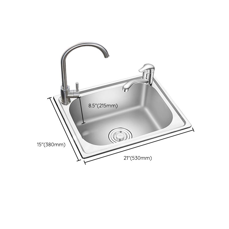 Stainless Steel Sink Drop-In Single Bowl Kitchen Sink with Basket Strainer