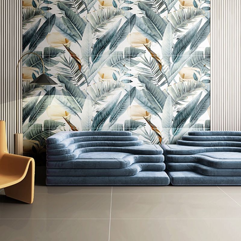 Straight Edge Wall Tile Flower Pattern Rectangle Wall Tile for Living Room