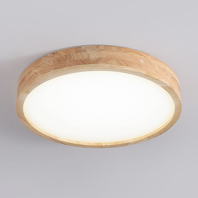 Modern Wood LED Flush Mount Geometric Shape Ceiling Light with Acrylic Shade