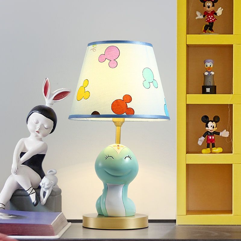 Cartoon Cute Snake Resin Night Lamp 1 Head Table Light with Shade in Blue for Kid's Bedside