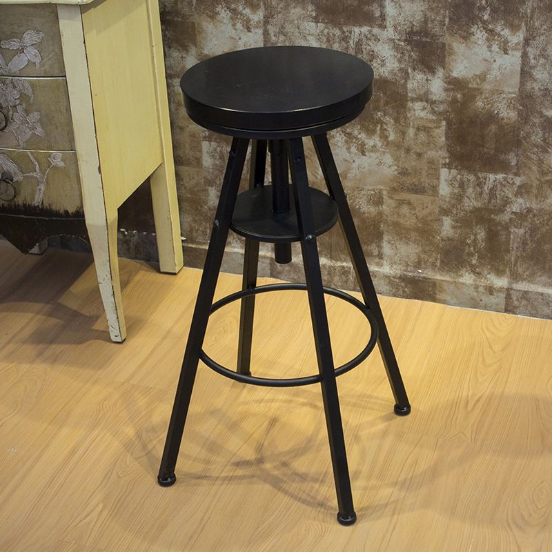 Height Adjustable Metal Barstools Industrial Style Backless Counter Stools Black