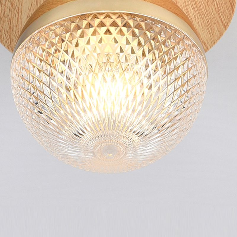 Modern Simple Ceiling Lamp Ball Shape Wood Grain Ceiling Light for Bedroom